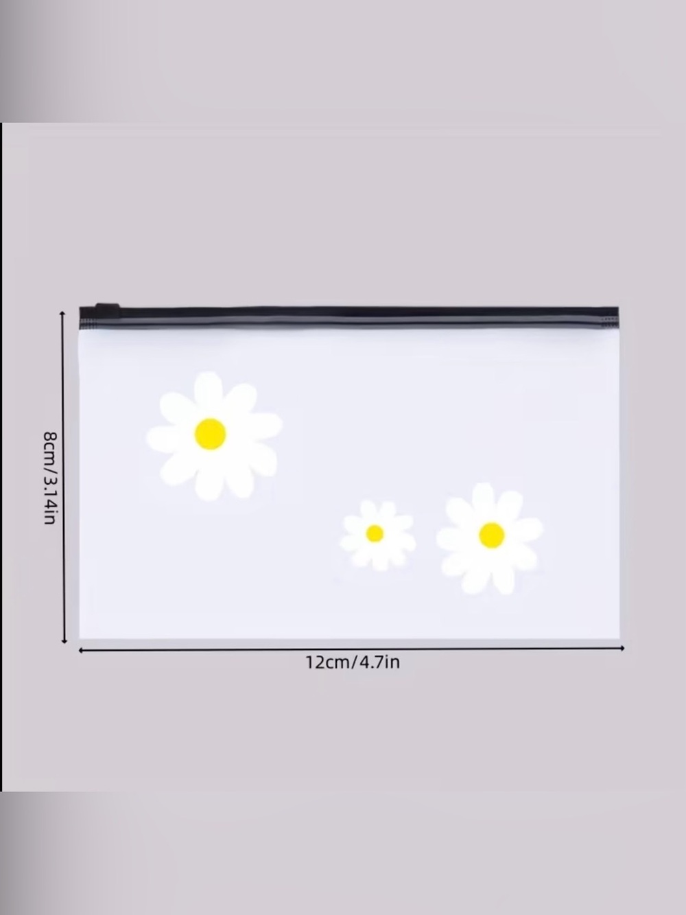 Set of 30 White Daisy Print Clear Pouch - Women's Bag